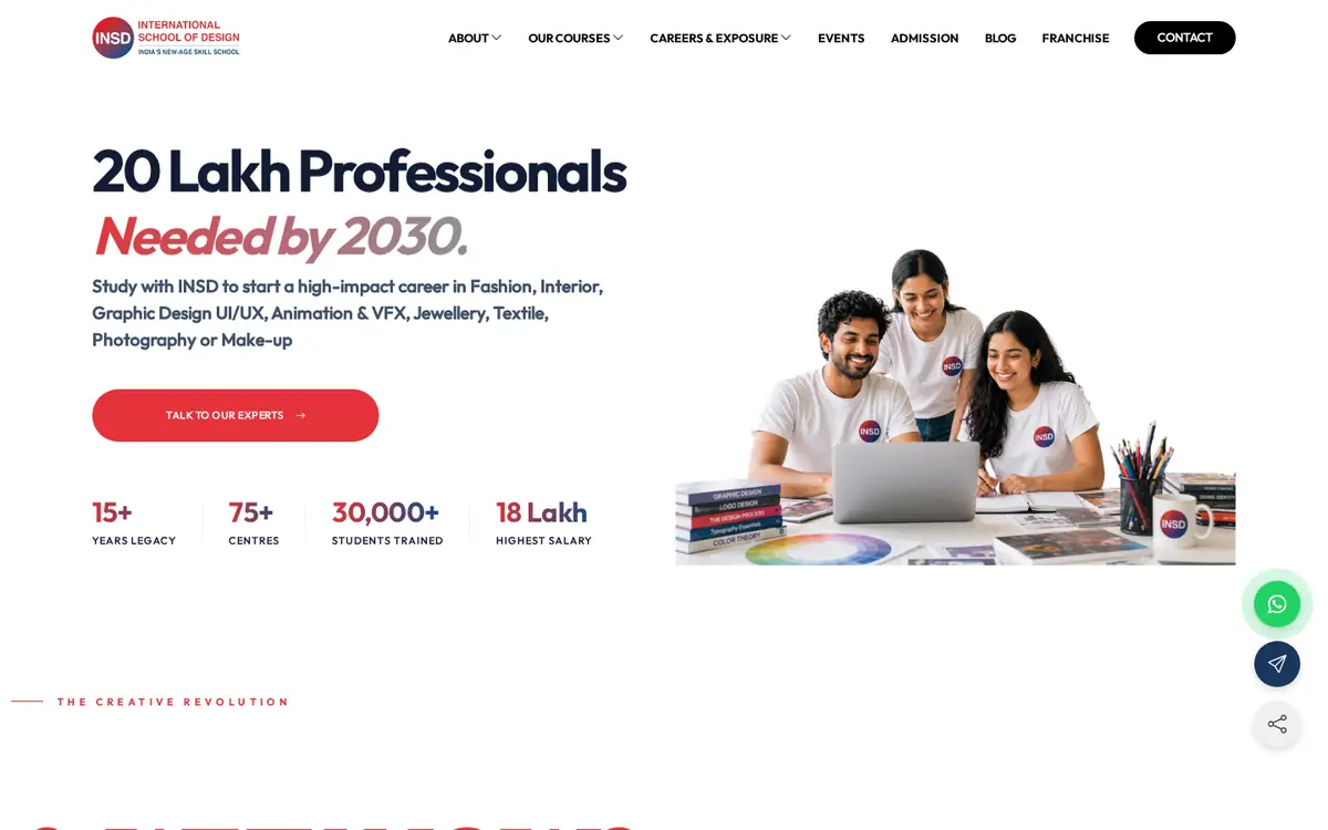 INSD – School of Design desktop website - INSD International School of Design – Educational Website - Subscriptions Community