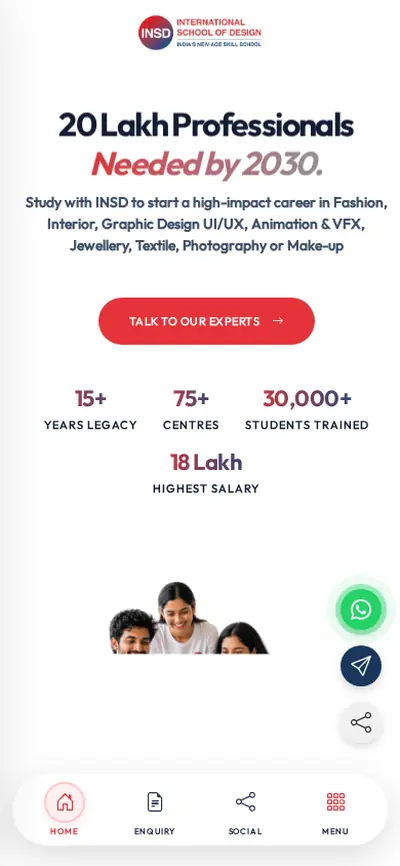 INSD – School of Design mobile website - INSD International School of Design – Educational Website - Subscriptions Community